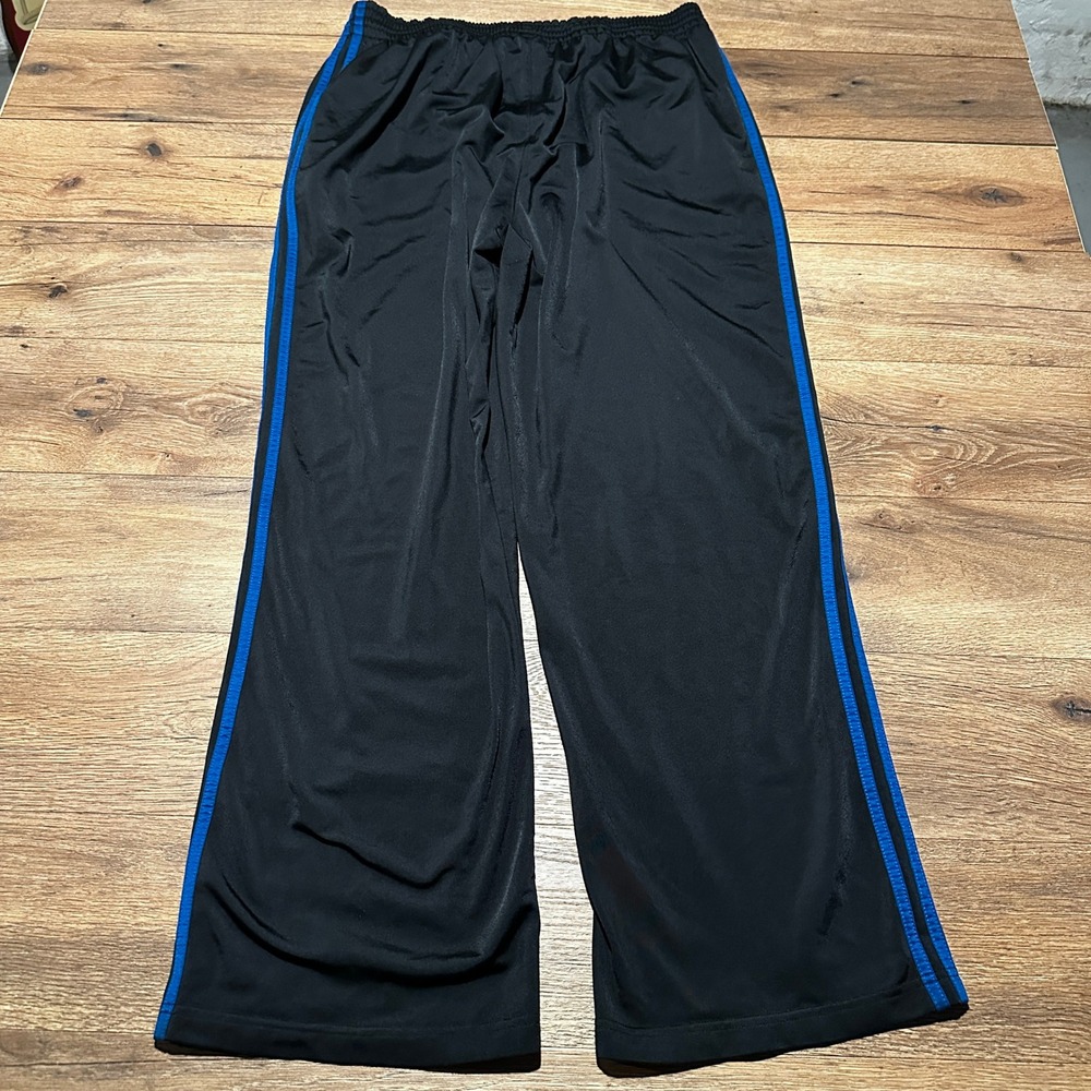 Vintage Adidas Black Blue Stripe Track Pants Mens XL 173293 05/05 - Picture 3 of 7